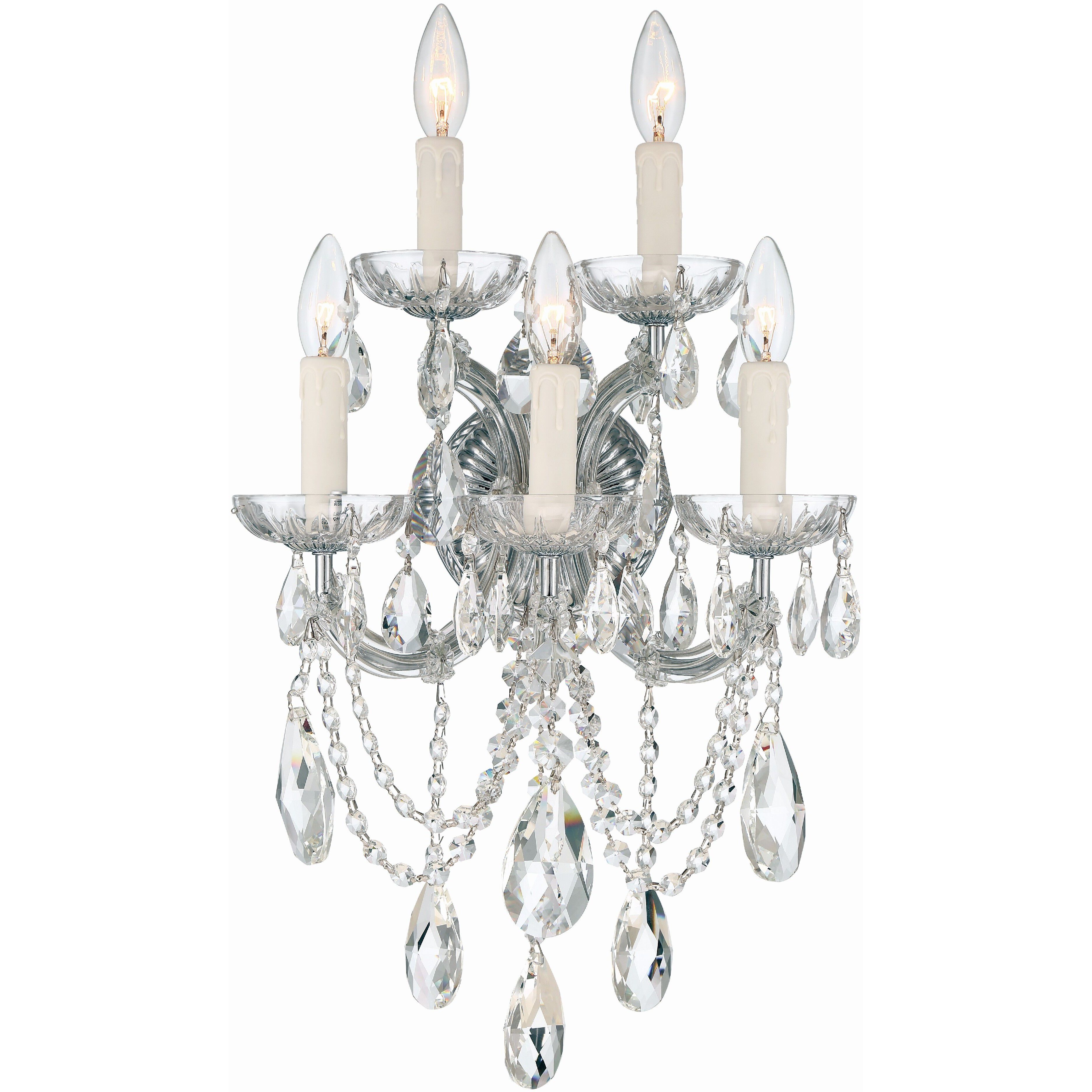 Maria Theresa Sconce Wall Light in Clear Swarovski Strass, Polished Chrome