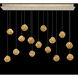 Vesta LED 48 inch Gold Pendant Ceiling Light in Amber Studio Glass
