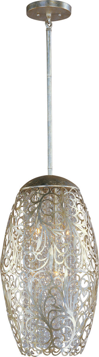 Arabesque 6 Light 13 inch Golden Silver Single Pendant Ceiling Light in 50, Beveled Crystal, G9 Frost Xenon