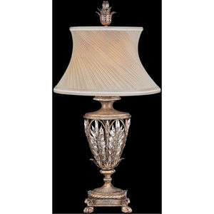 Winter Palace 33 inch 150.00 watt Silver Table Lamp Portable Light in Crystal, Hand-Sewn Shade 