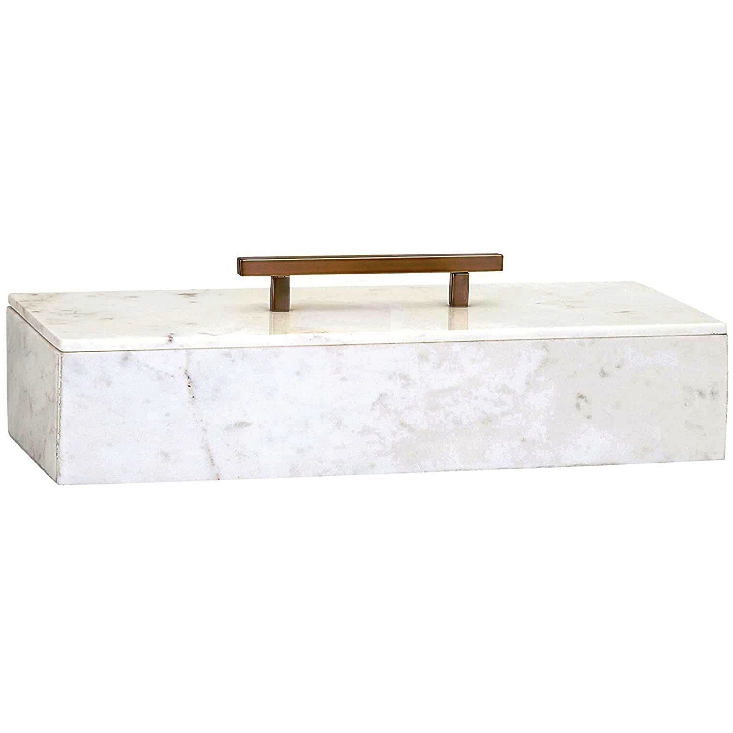 Anita 14.5 X 6 inch White/Gold Decorative Box