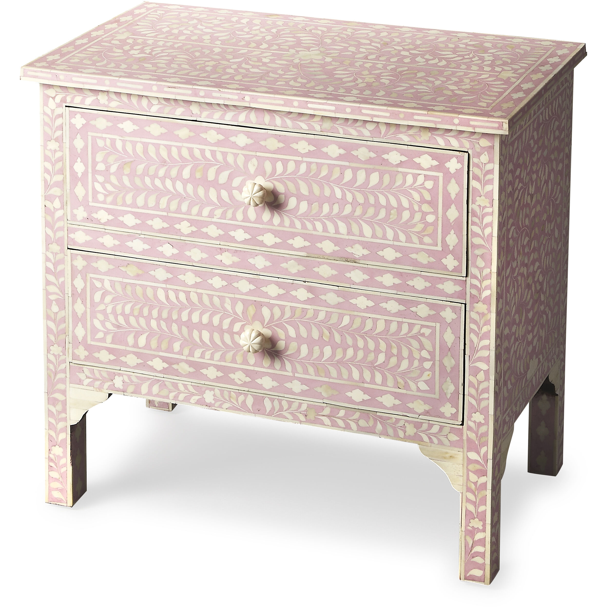 Vivienne Pink Bone Inlay Accent Chest in Pink