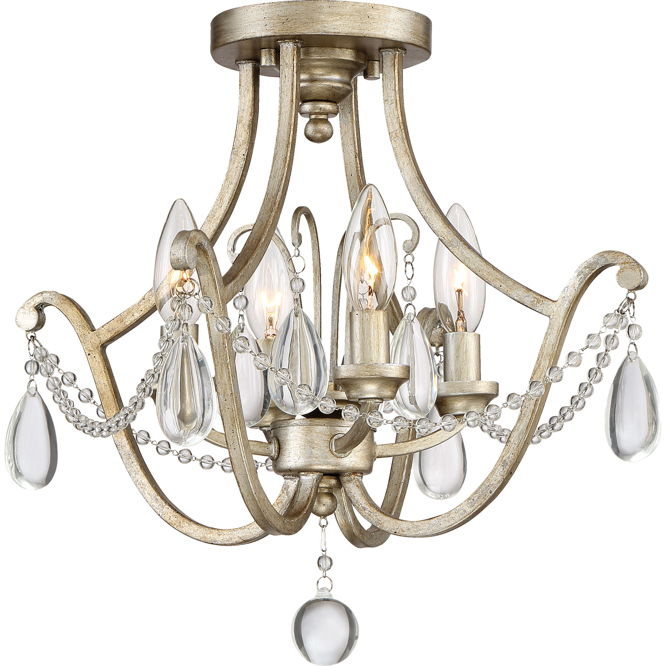 Regent 4 Light 16 inch Vintage Gold Semi-Flush Mount Ceiling Light