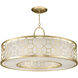 Allegretto 5 Light 48 inch Gold Pendant Ceiling Light in Gold Leaf, Champagne Fabric