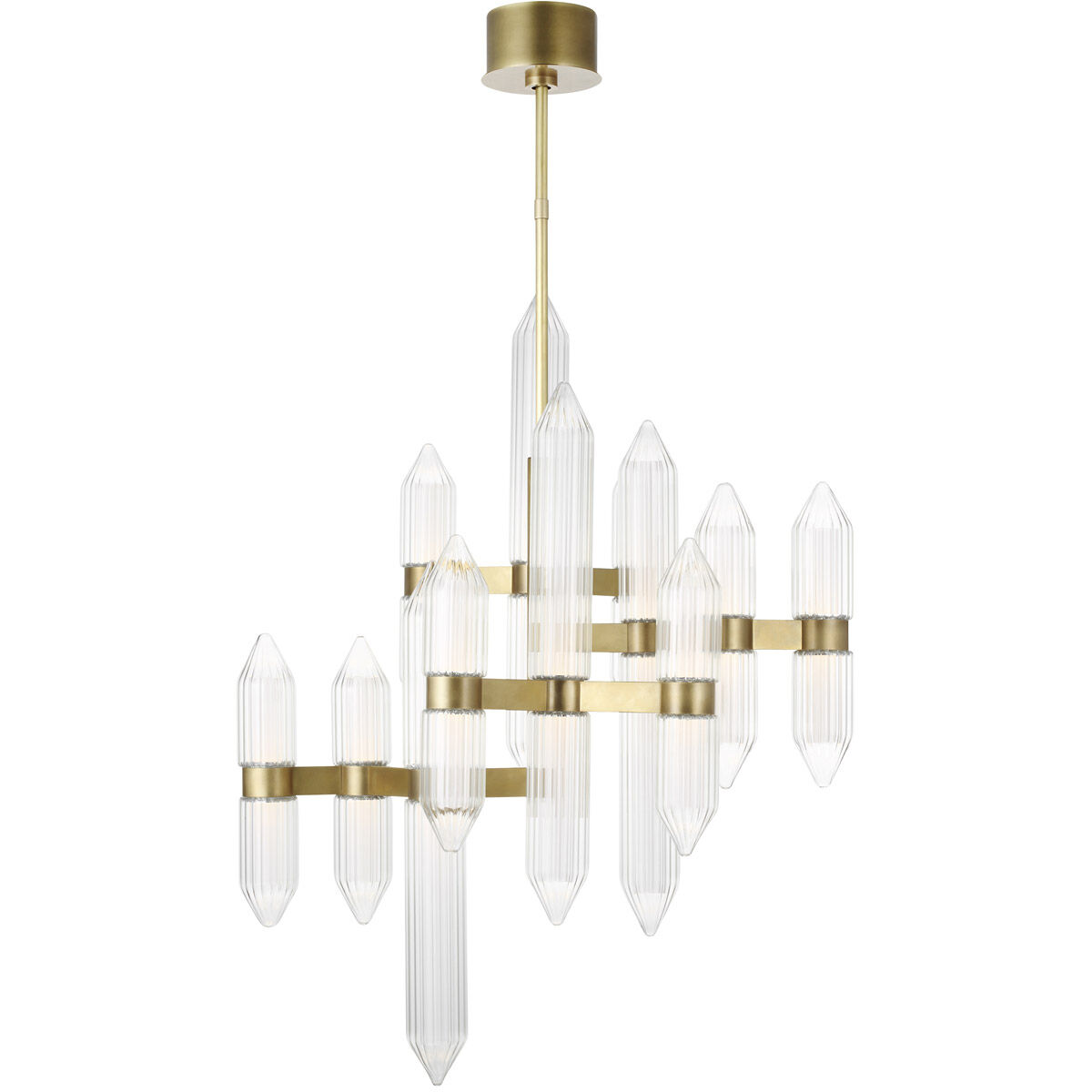 Avroko Langston LED 21.5 inch Plated Brass Chandelier Ceiling Light, Integrated LED
