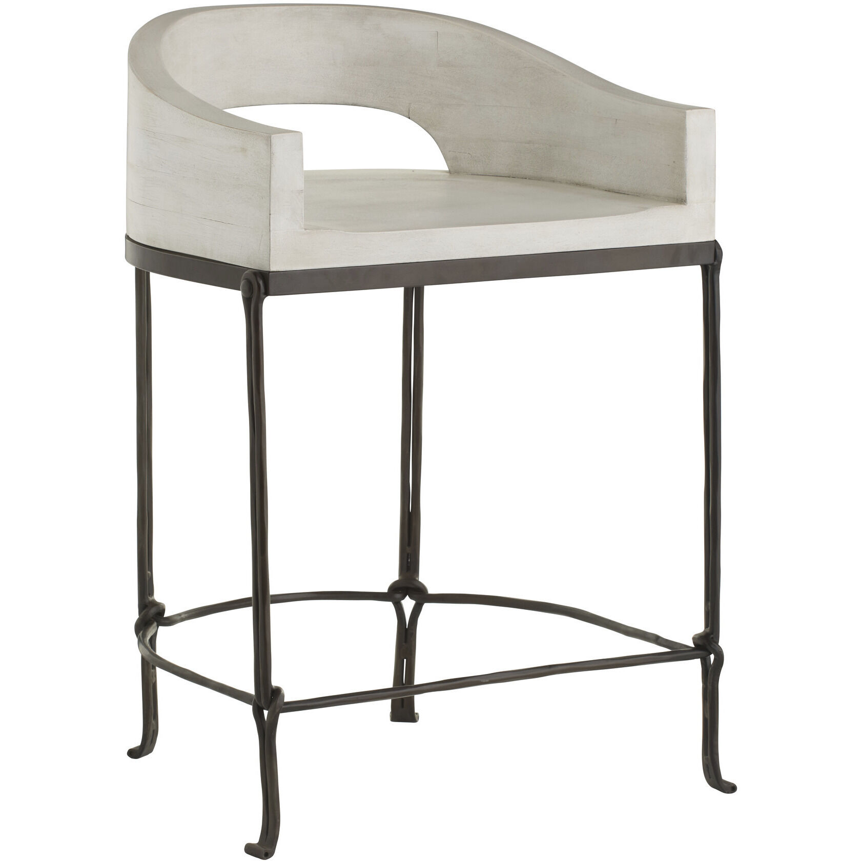 Montgomery 31.5 inch Whitewash and Natural Iron Counter Stool