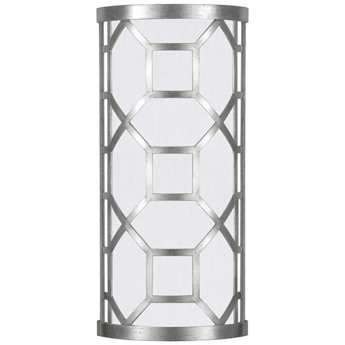 Allegretto Wall Sconce Wall Light in Silver Leaf, White Fabric