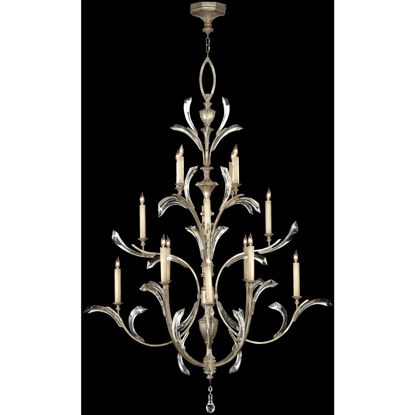 Beveled Arcs 16 Light 56 inch Silver Chandelier Ceiling Light