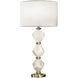 SoBe 31 inch 100.00 watt Gold Table Lamp Portable Light in White Fabric, Clear Quartz Studio Glass