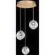 Nest 3 Light 20 inch Gold Pendant Ceiling Light in Smokey Quartz Studio Glass
