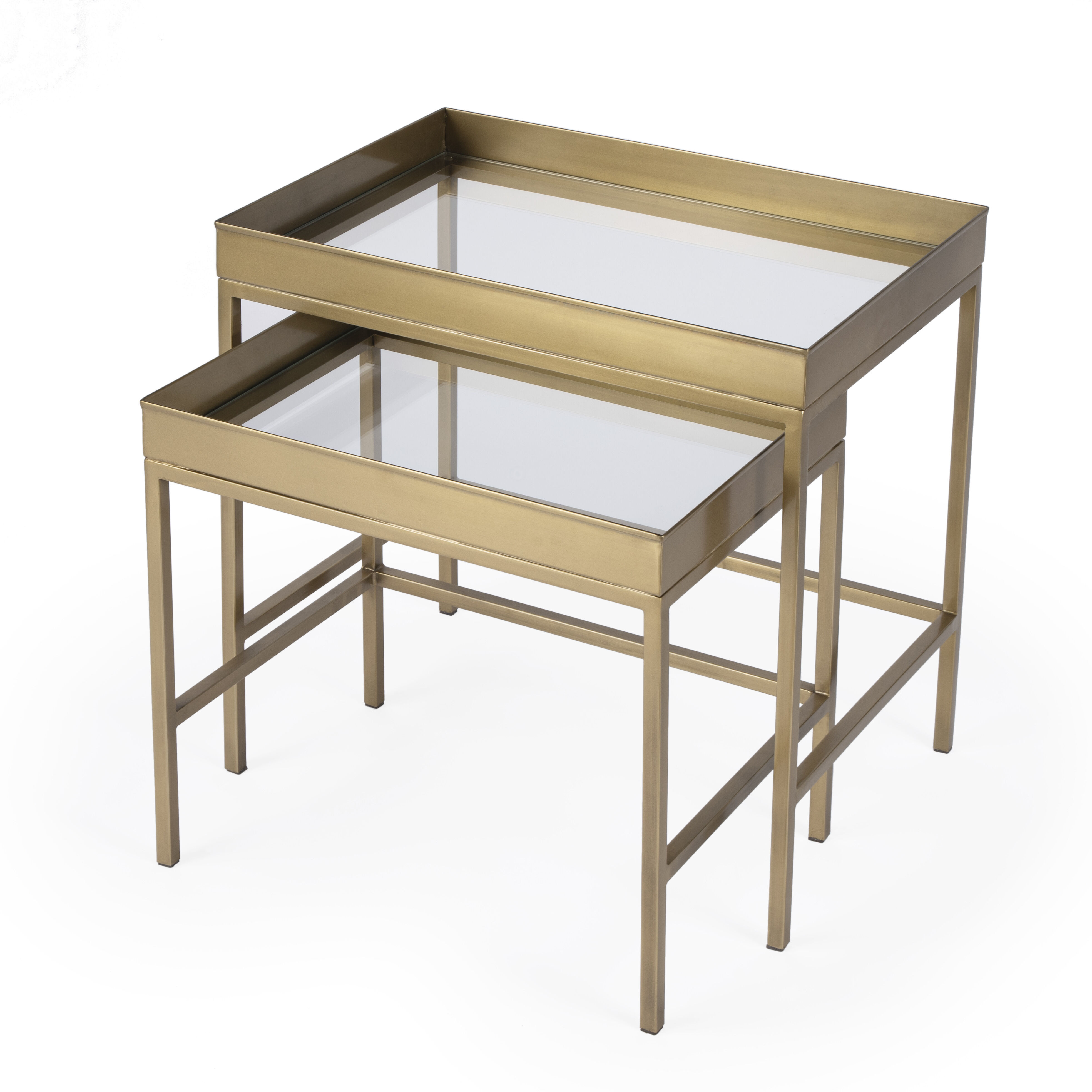 Lenny 2 Piece Glass Nesting Tables in Gold