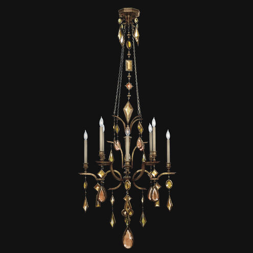 Encased Gems 8 Light 31 inch Bronze Chandelier Ceiling Light in Multi-Colored Crystal