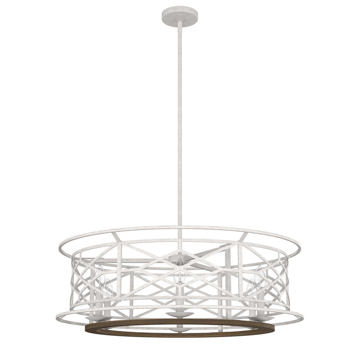 Langwood 6 Light 30 inch Distressed White and Chestnut Chandelier Ceiling Light
