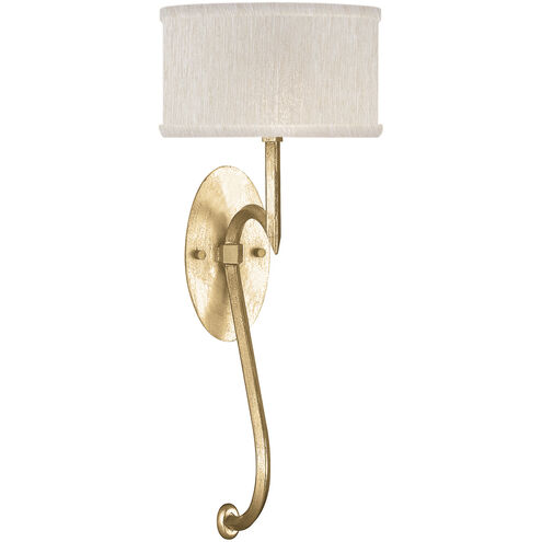 Allegretto Wall Sconce Wall Light in Gold Leaf, Champagne Fabric