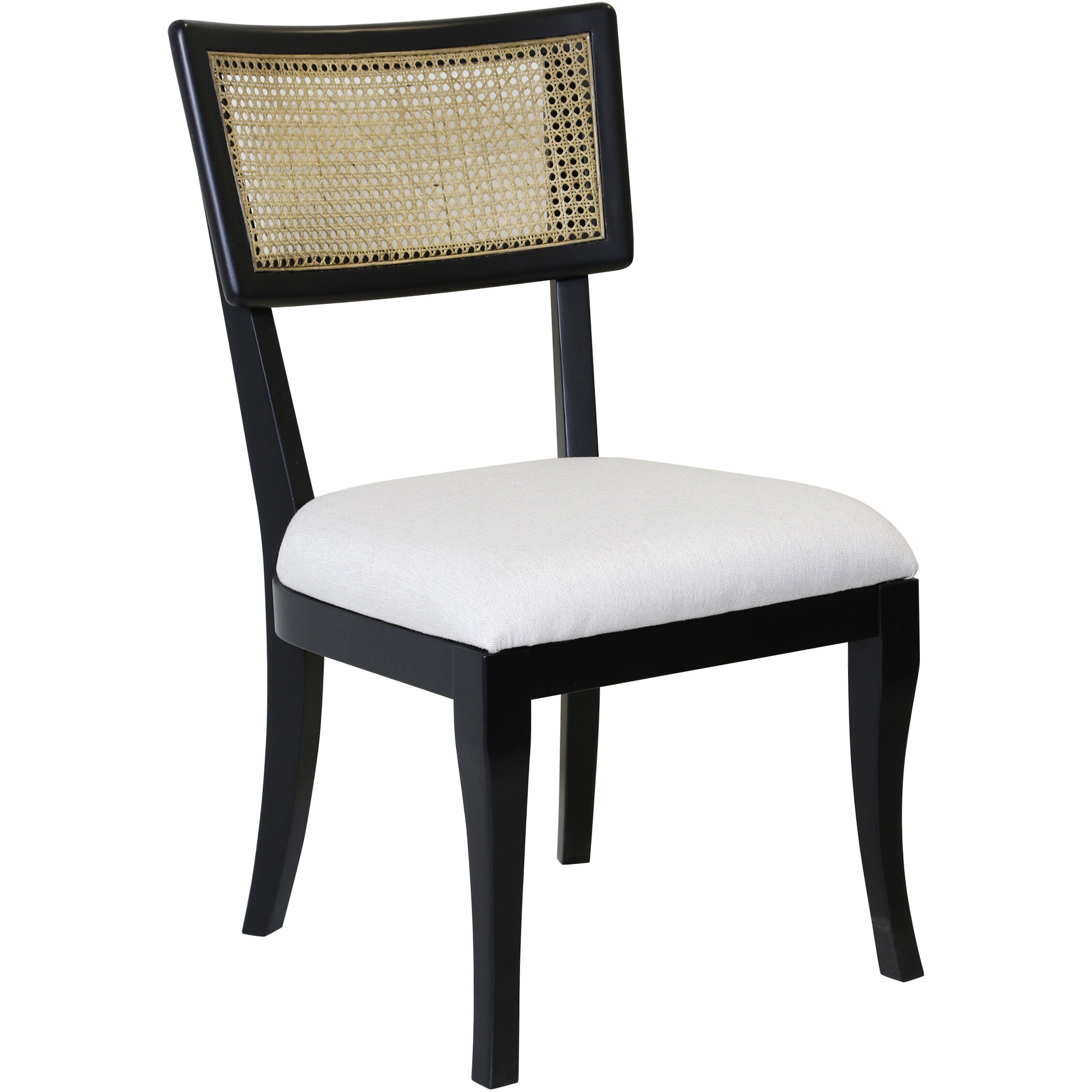 Thiago Natural Rattan and Cream and Black Dining Chair