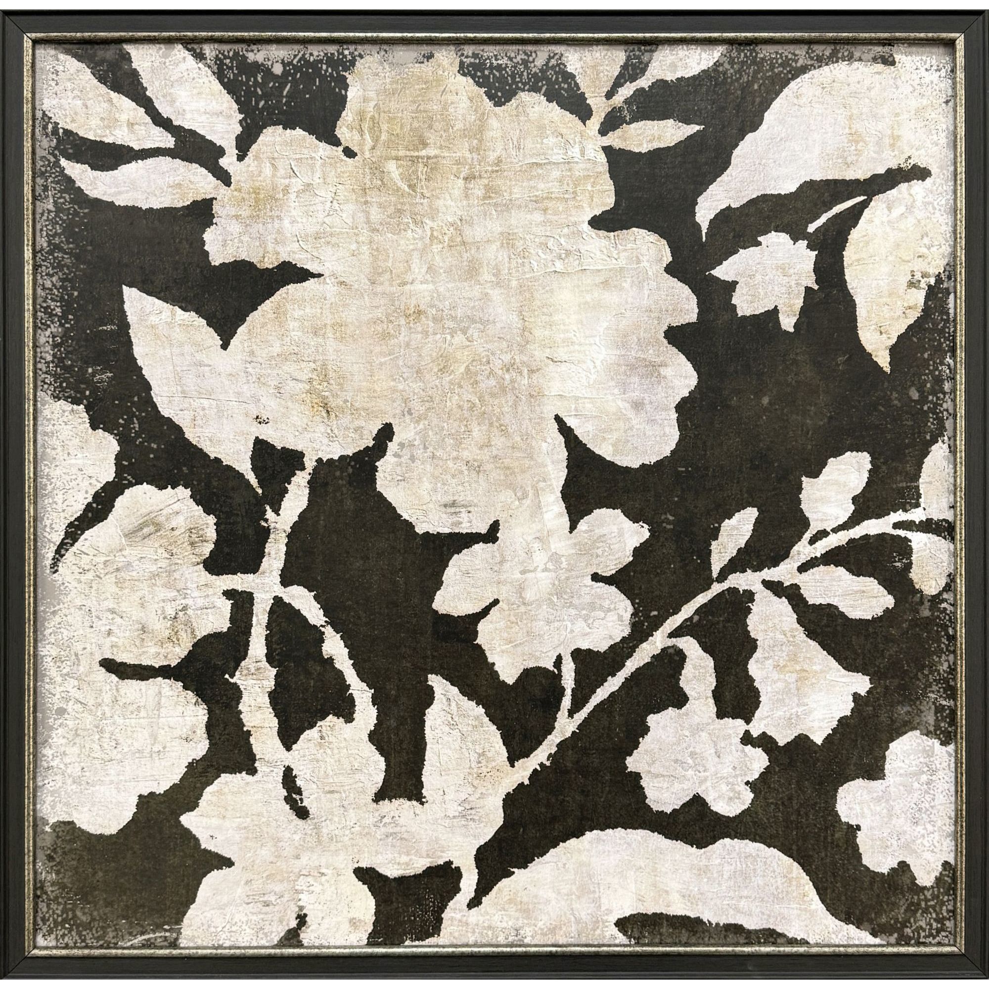 Vintage Textile Black and Beige and Brown and Neutral Framed Art