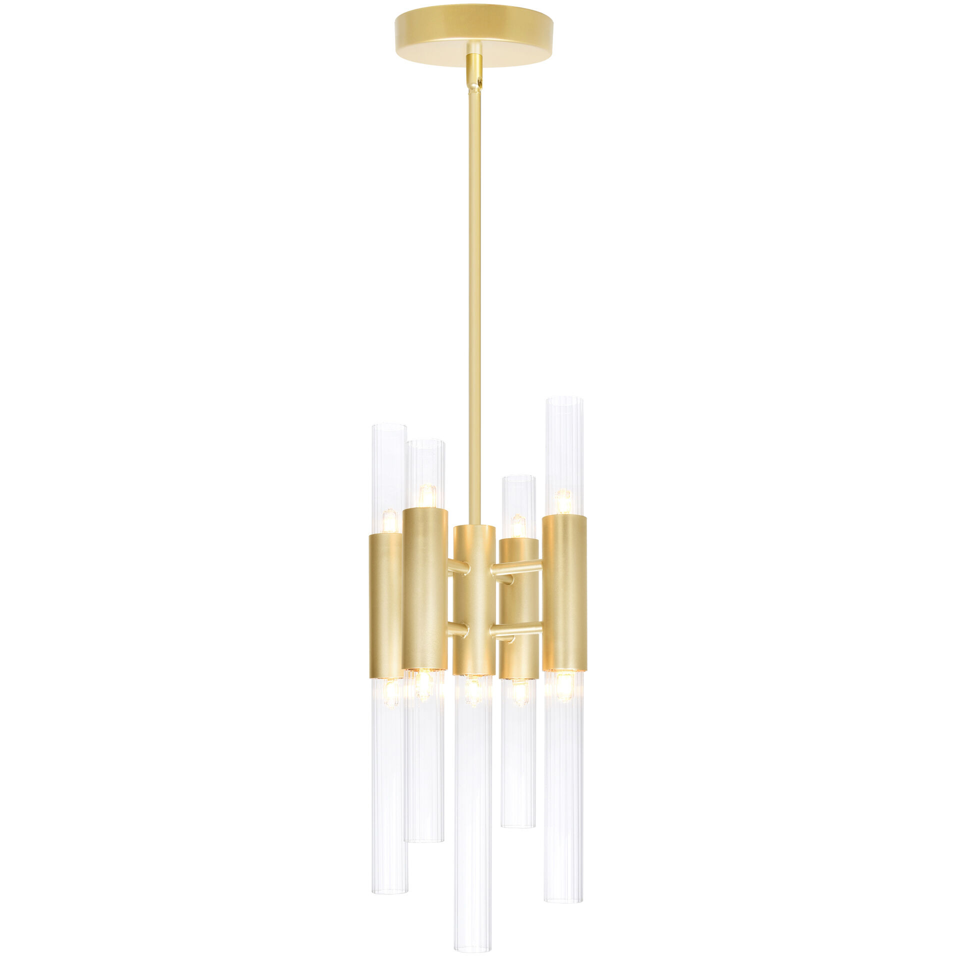 Orgue 9 Light 8 inch Satin Gold Down Mini Pendant Ceiling Light