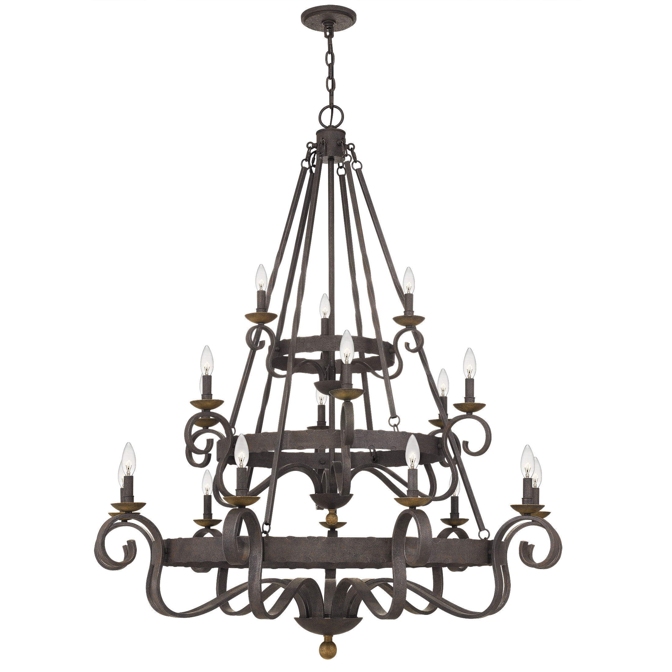 Noble 18 Light 48 inch Rustic Black Chandelier Ceiling Light