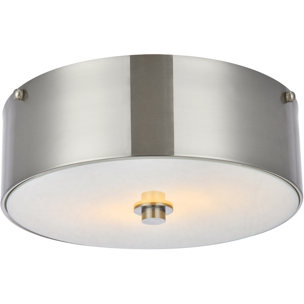 Hazen 2 Light 12 inch Burnished Nickel and White Flush Mount Ceiling Light