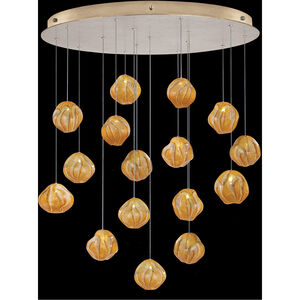 Vesta LED 32 inch Gold Pendant Ceiling Light in Amber Studio Glass