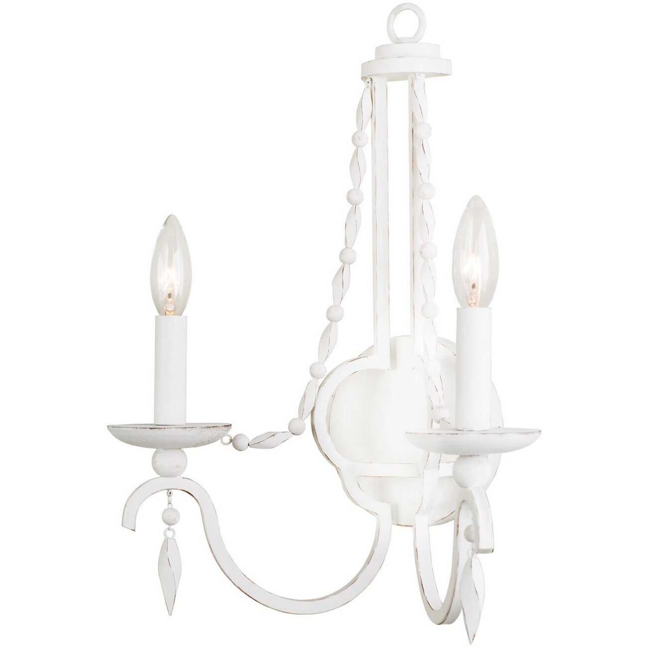 Acadia 2 Light 13 inch Distressed White Wall Sconce Wall Light