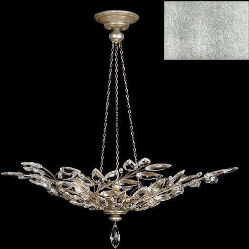 Crystal Laurel 6 Light 47 inch Silver Pendant Ceiling Light in Silver Leaf