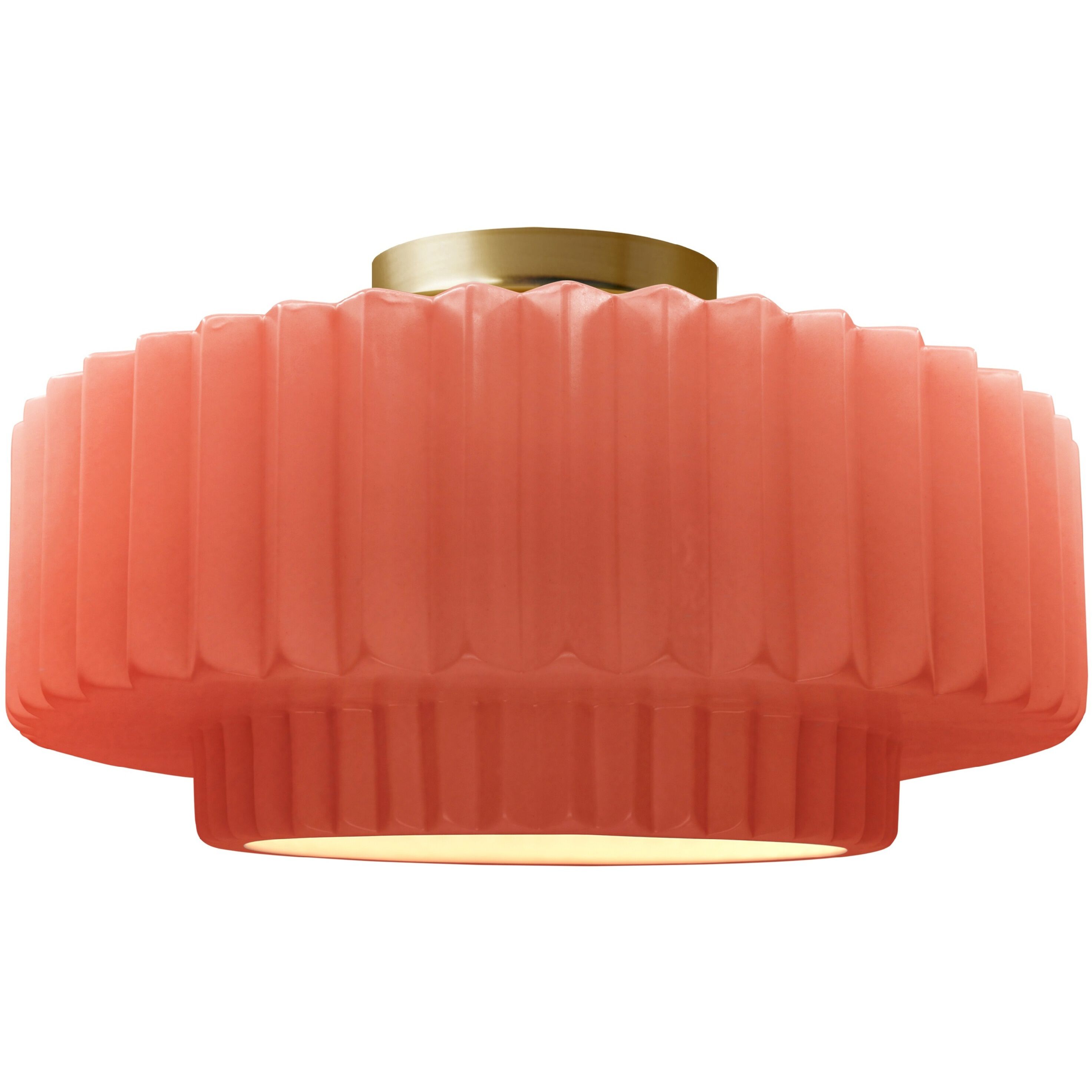 Radiance Collection - Pleated Tier LED 16.5 inch Gloss Blush and Brushed Brass Semi-Flush Ceiling Light in Dedicated LED, 16.5W x 8H, Form+Finish+Function