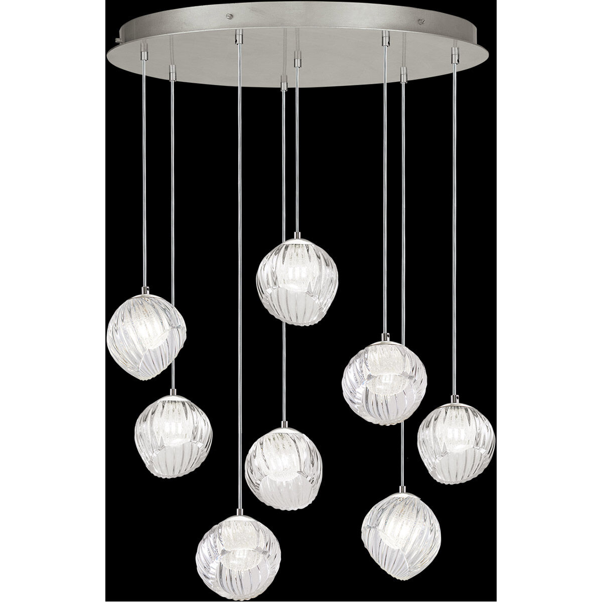 Nest Pendant Ceiling Light in Silver, White Studio Glass