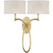 Allegretto Wall Sconce Wall Light in Gold Leaf, Champagne Fabric