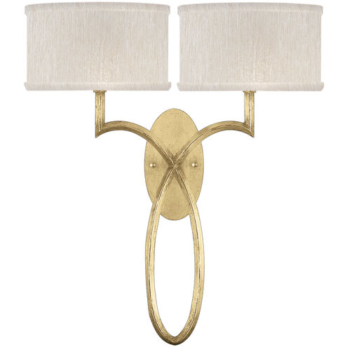 Allegretto Wall Sconce Wall Light in Gold Leaf, Champagne Fabric