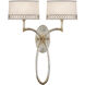 Allegretto 2 Light 18 inch Silver Sconce Wall Light in White Textured Linen