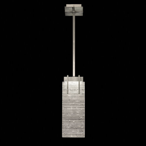 Terra 2 Light 7.75 inch Silver Pendant Ceiling Light in Rake Cast Glass