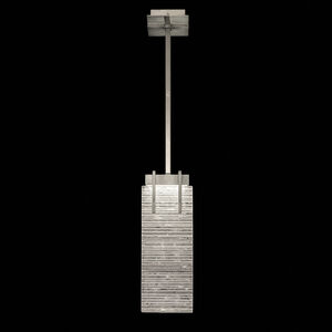 Terra 2 Light 7.75 inch Silver Pendant Ceiling Light in Rake Cast Glass