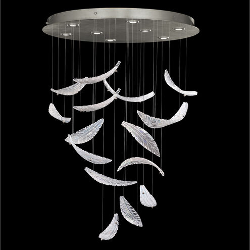 Elevate 8 Light 32 inch Silver Leaf Pendant Ceiling Light in Dichroic Plumes Studio Glass