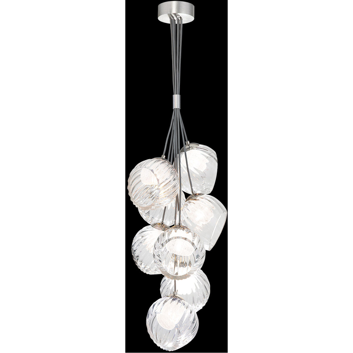 Nest Pendant Ceiling Light in Silver, White Studio Glass