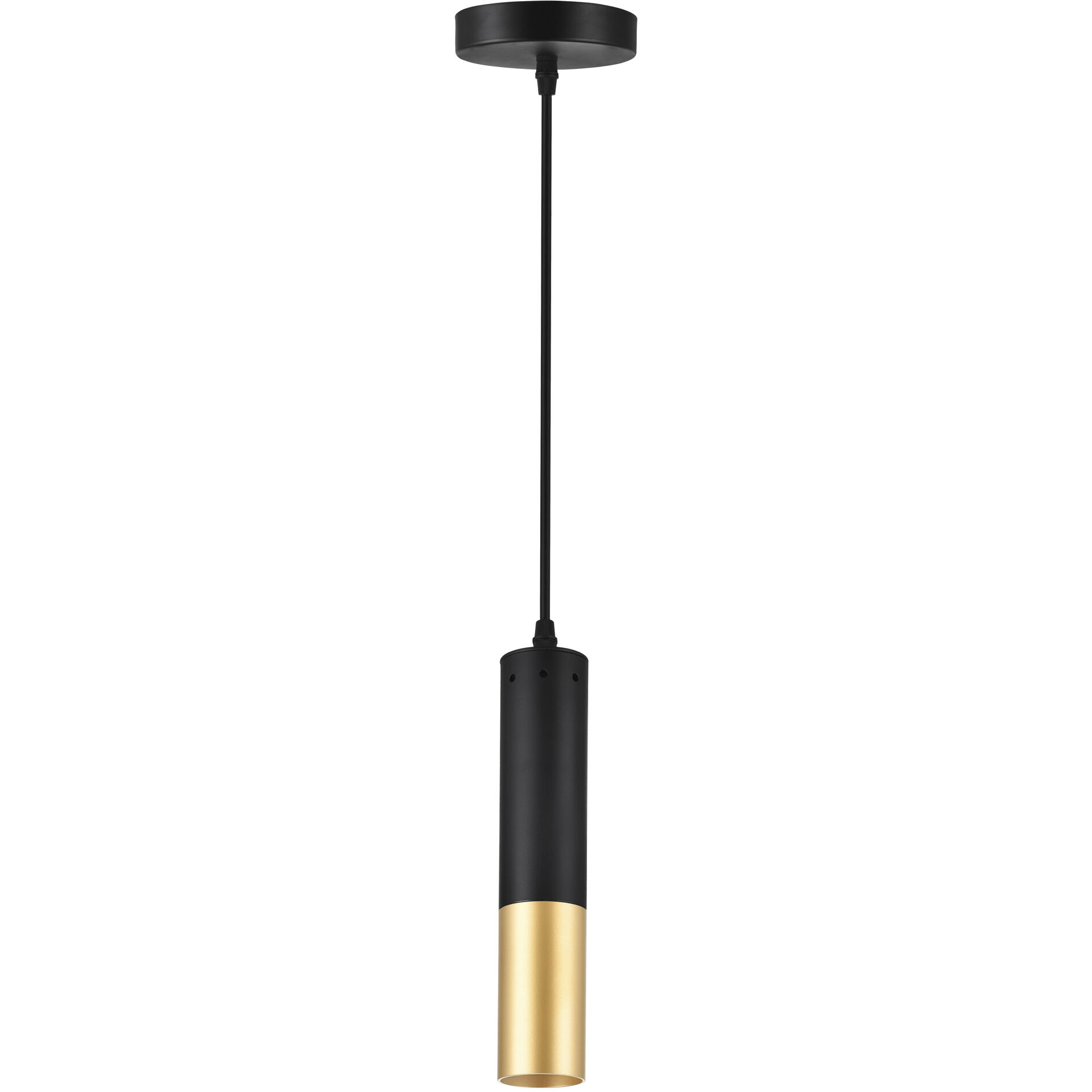 Anem 1 Light 2 inch Matte Black and Satin Gold Down Mini Pendant Ceiling Light