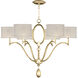 Allegretto 6 Light 39 inch Gold Chandelier Ceiling Light in Gold Leaf, Champagne Fabric