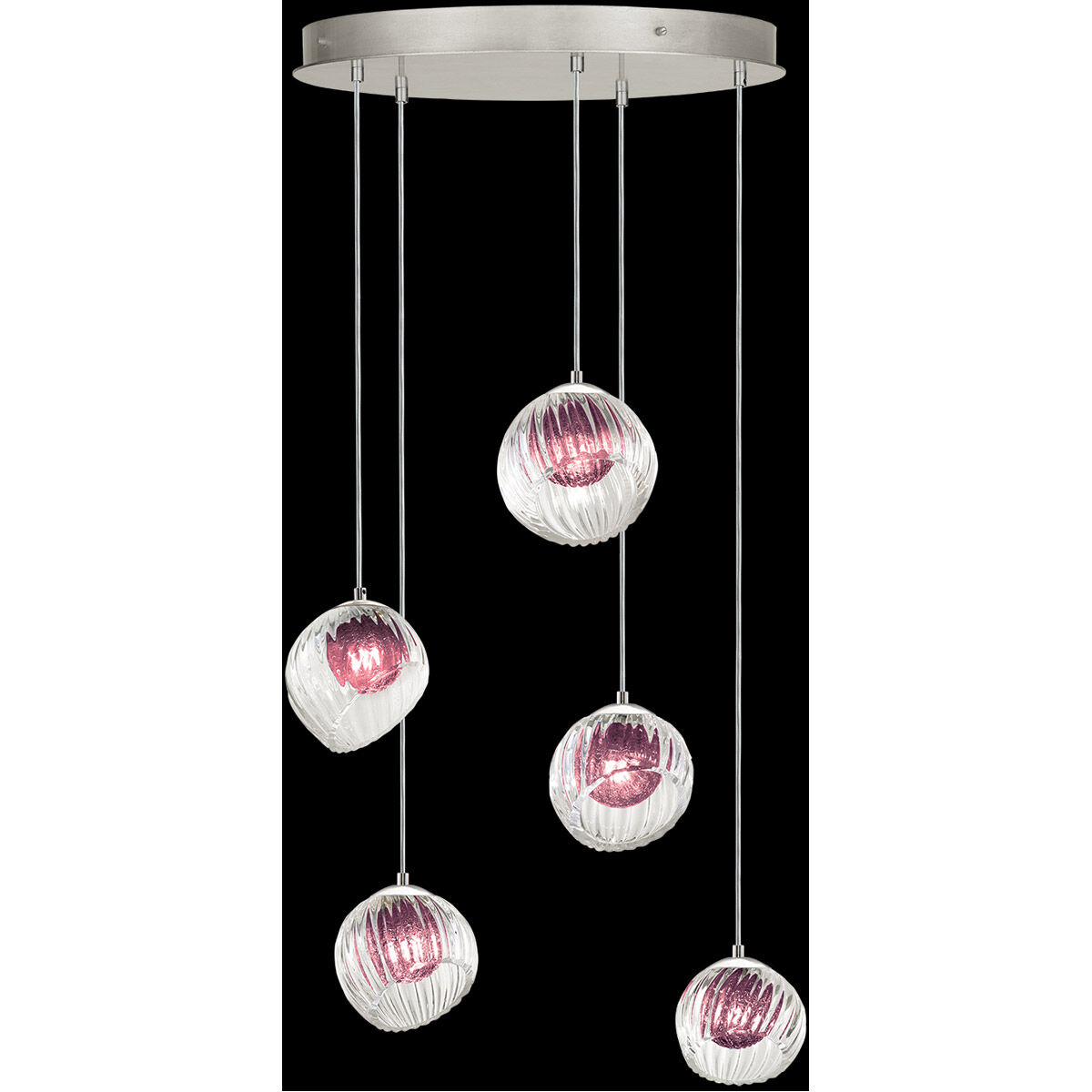 Nest Pendant Ceiling Light in Silver, Amethyst Studio Glass