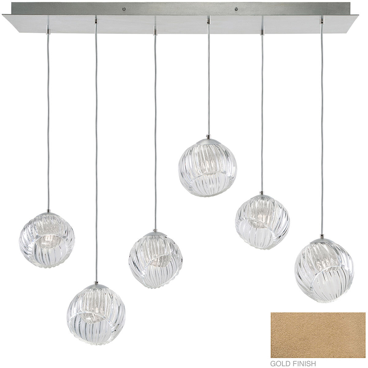 Nest Pendant Ceiling Light in Gold, Cobalt Blue Studio Glass