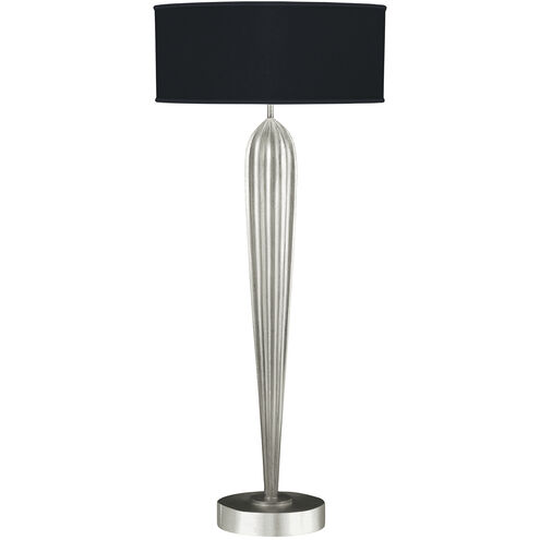 Allegretto 33 inch Silver Leaf Table Lamp Portable Light in Black Fabric