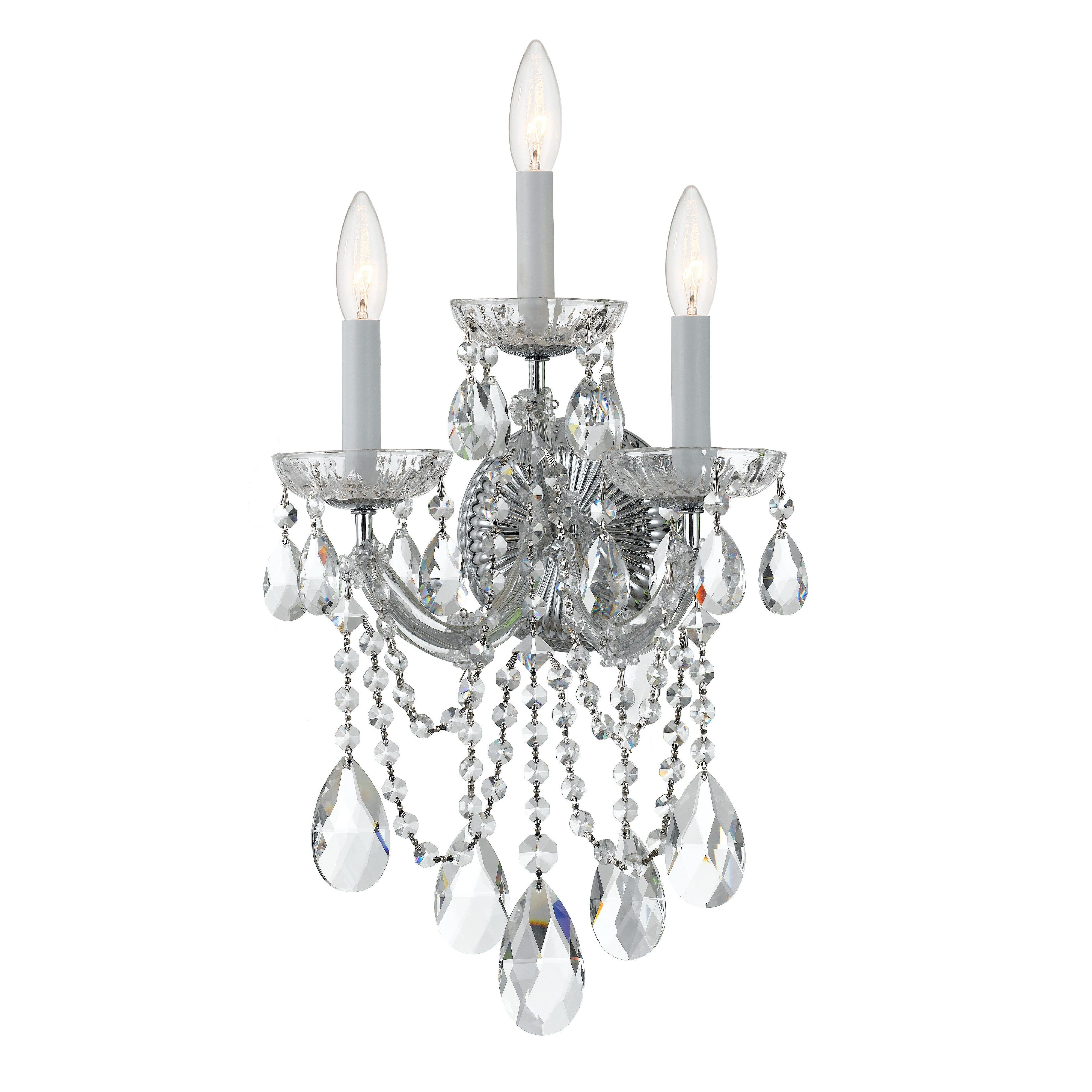 Maria Theresa Sconce Wall Light in Clear Swarovski Strass, Polished Chrome