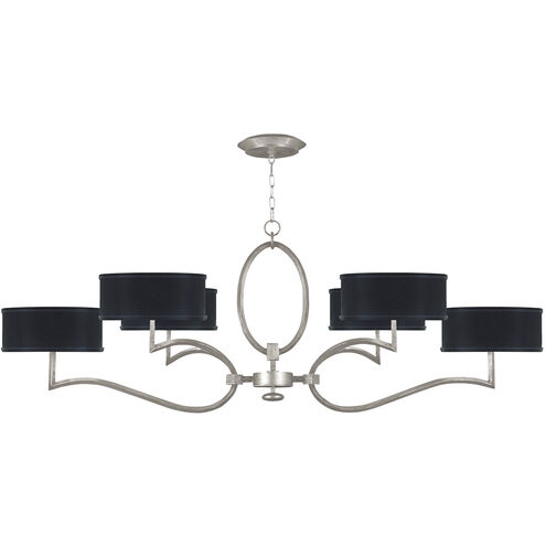 Allegretto 6 Light 63 inch Silver Leaf Chandelier Ceiling Light in Black Fabric