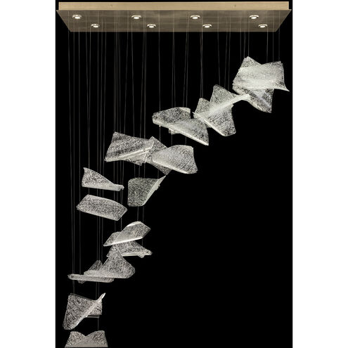 Elevate LED 54 inch Gold Leaf Pendant Ceiling Light in Frozen Pages Studio Glass