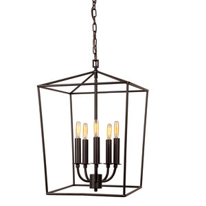 Austin 5 Light 15 inch Oil Rubbed Bronze Foyer Lantern Ceiling Light
