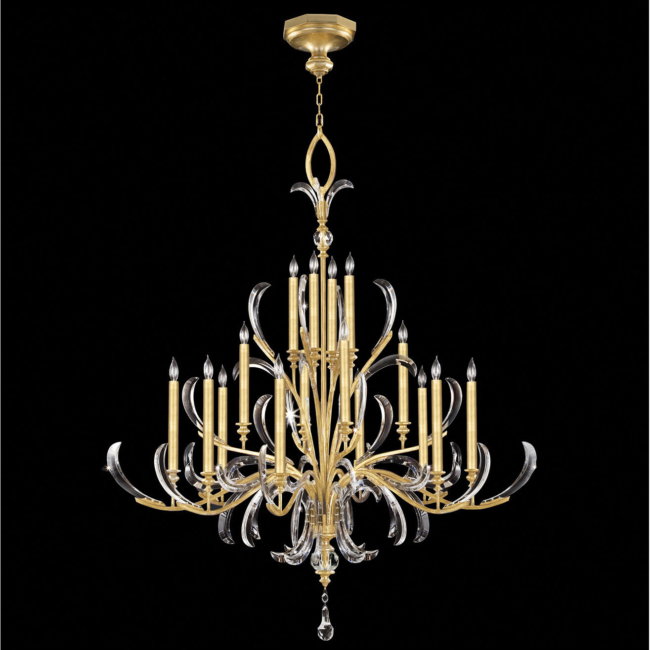 Beveled Arcs 16 Light 58 inch Gold Chandelier Ceiling Light
