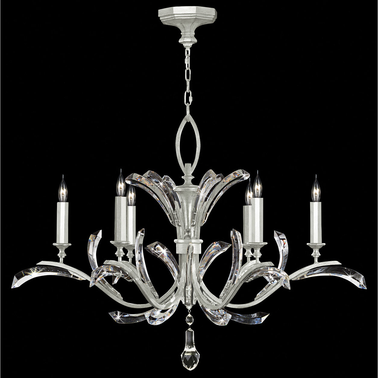 Beveled Arcs 6 Light 42 inch Silver Chandelier Ceiling Light