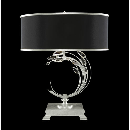 Crystal Laurel 31 inch 150 watt Silver Table Lamp Portable Light in Silver Leaf, Black Fabric