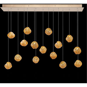 Vesta LED 48 inch Gold Pendant Ceiling Light in Amber Studio Glass