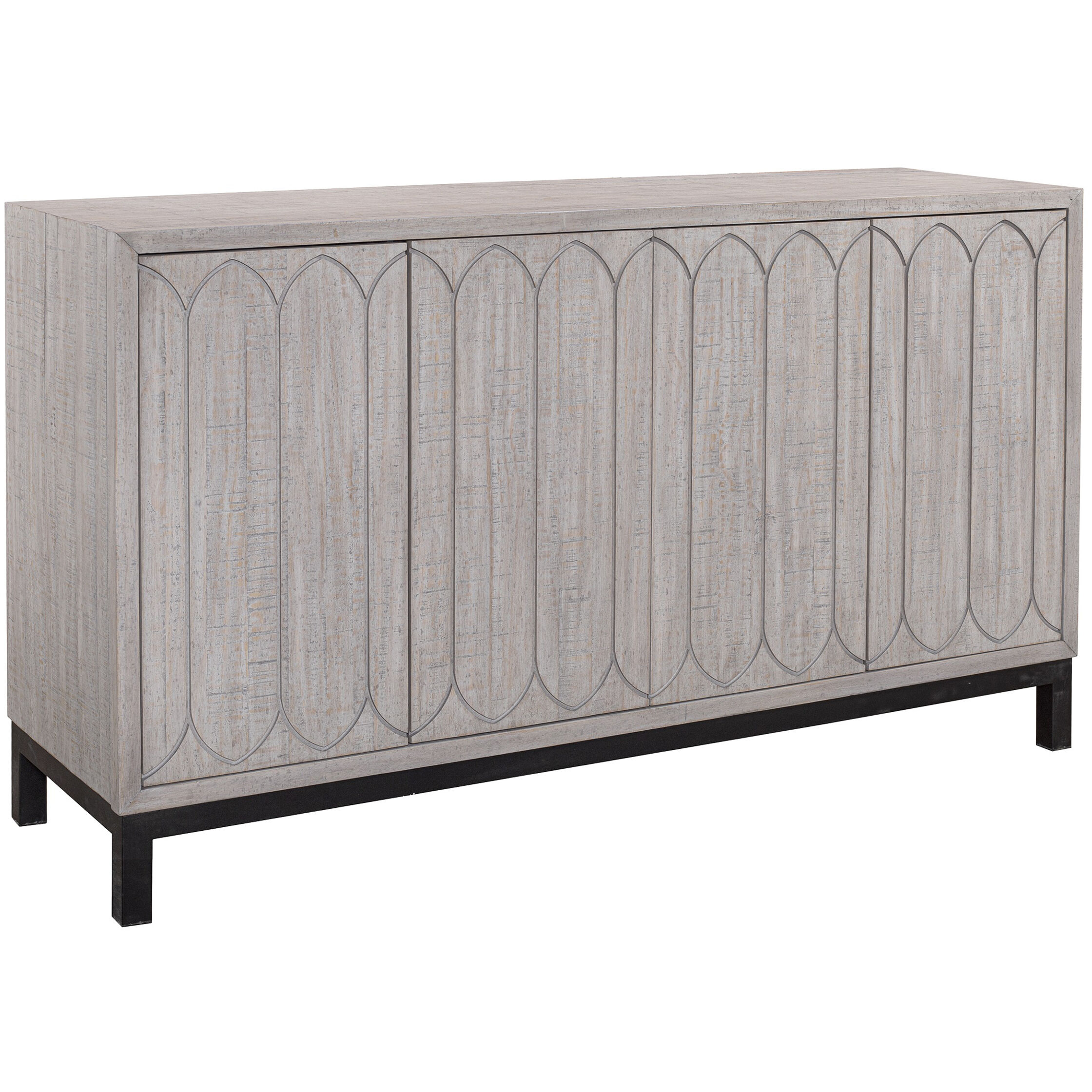 Cameron 62 X 18 inch Grey Washed and Natural Wood Striations and Black Sideboard