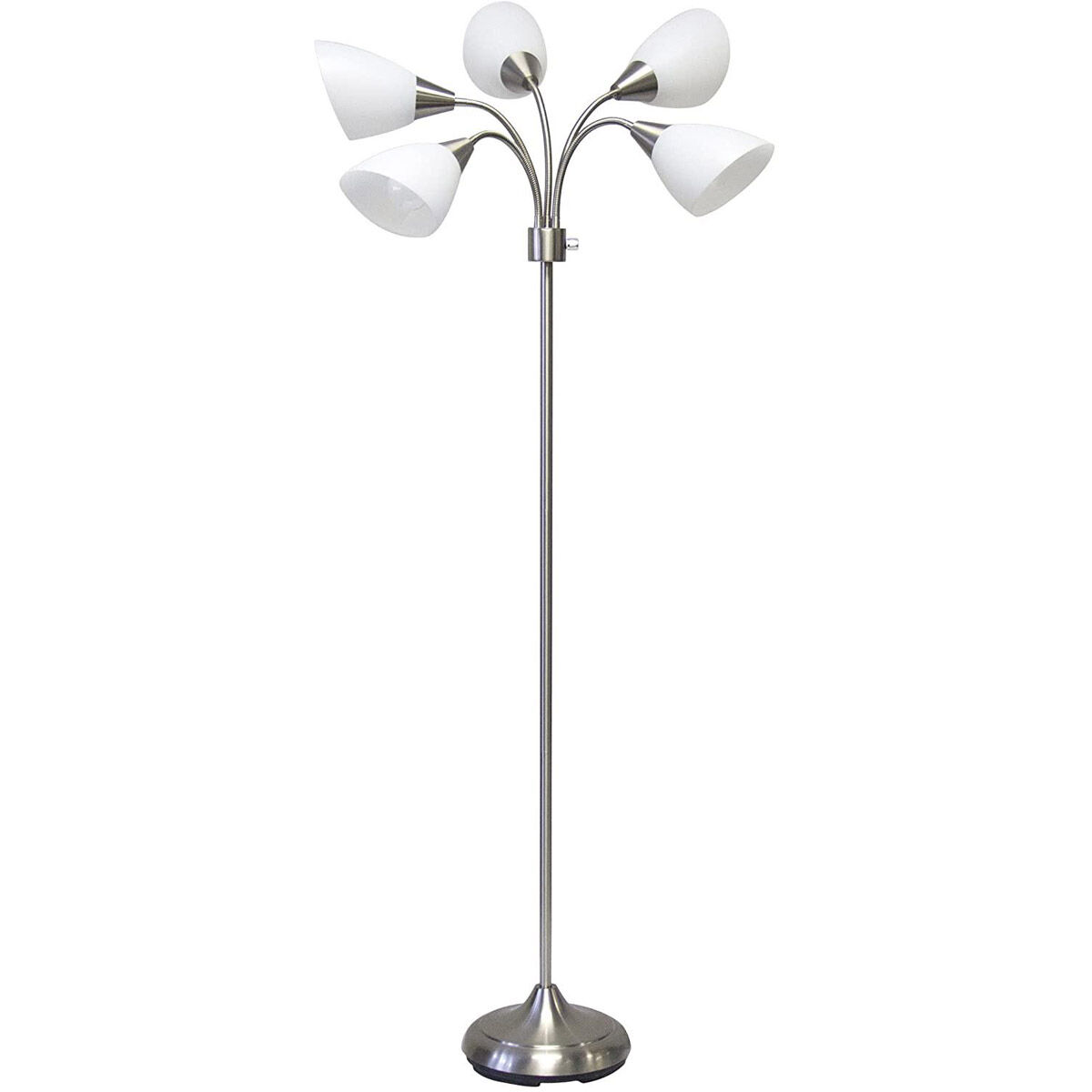 Five Light 67 inch 60 watt Brushed Steel Tree Floor Lamp Portable Light, Simplee Adesso